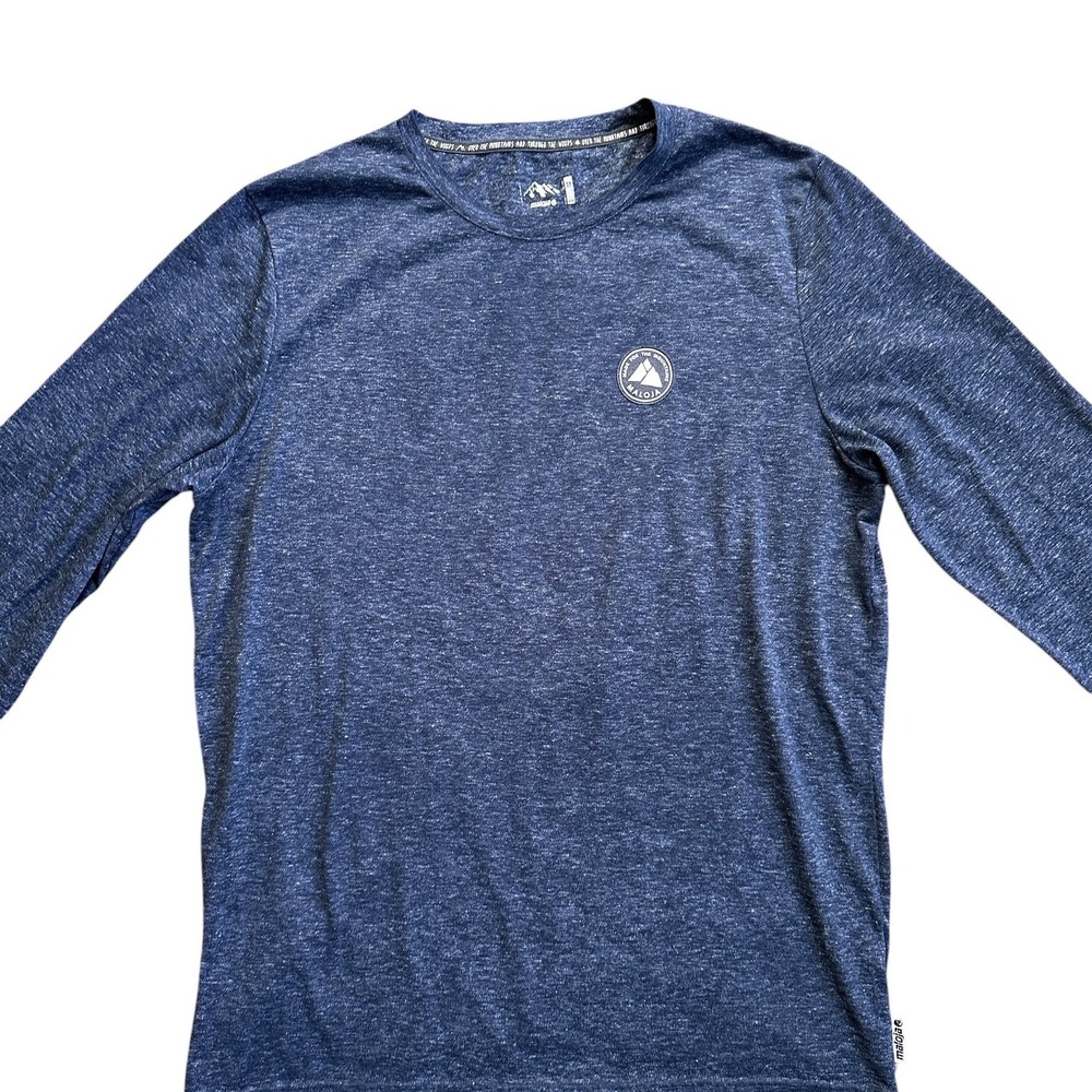Maloja Long Sleeve Performance Shirt Mens Medium Blue Heathered Mountain Graphic